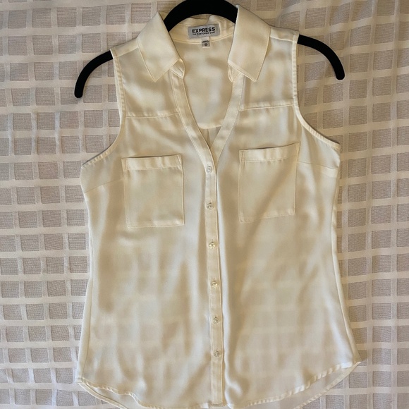 Cream Button Down Tank Cream XS - Picture 1 of 5